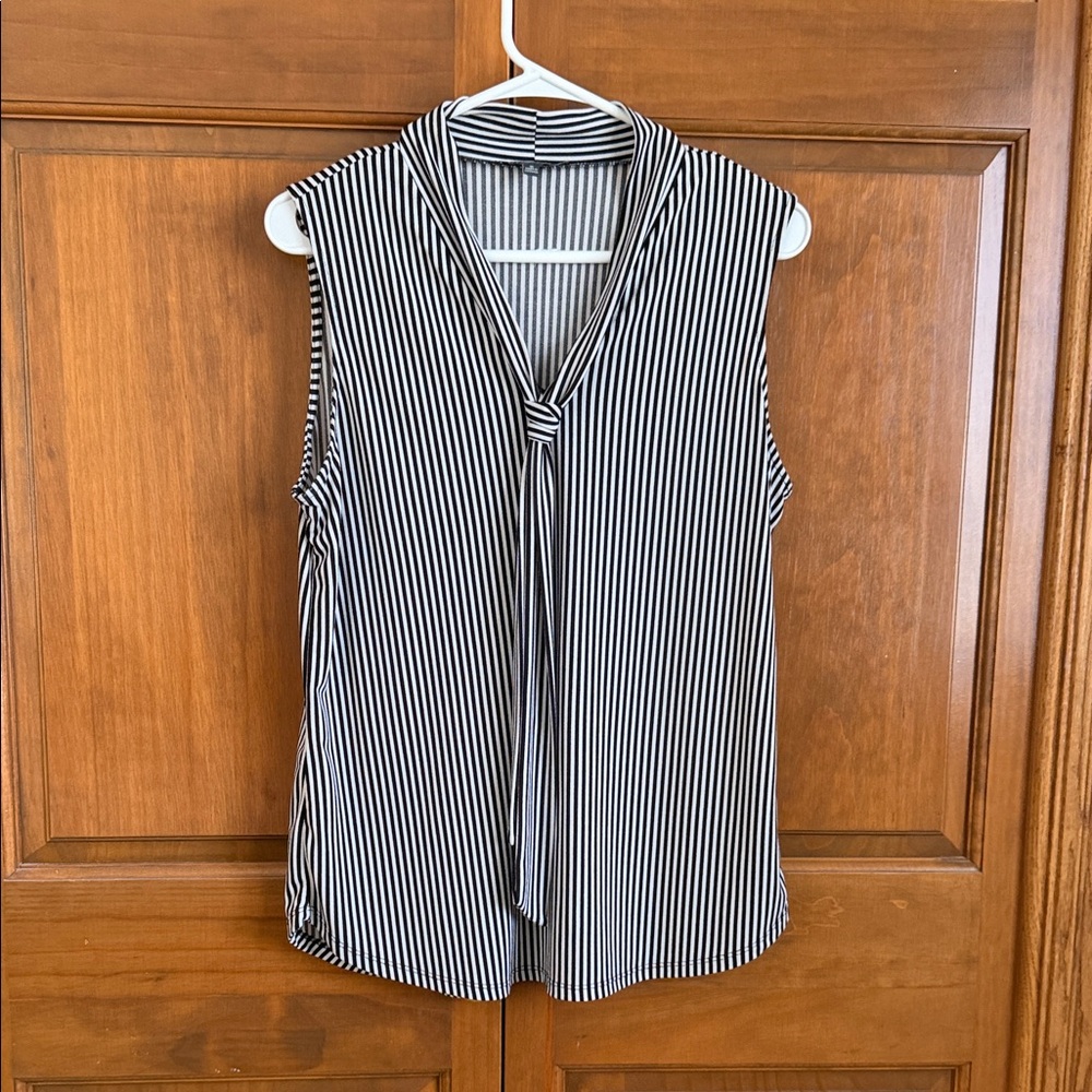 Adrianna Papell Black and White Striped Blouse